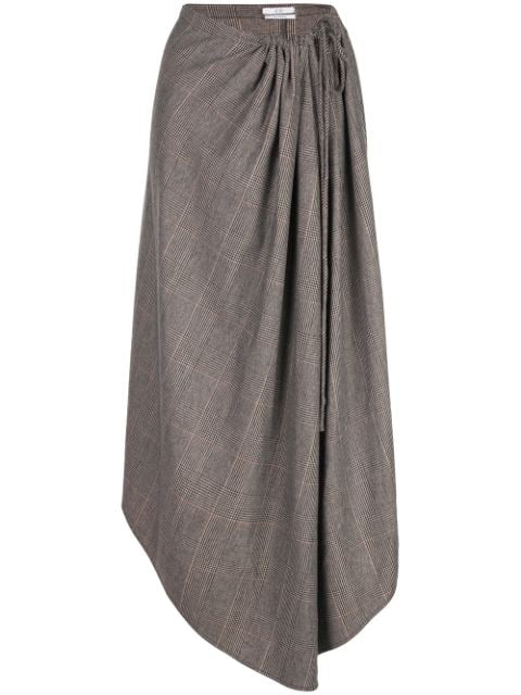 Co Asymmetric Checked Skirt In Brown | ModeSens