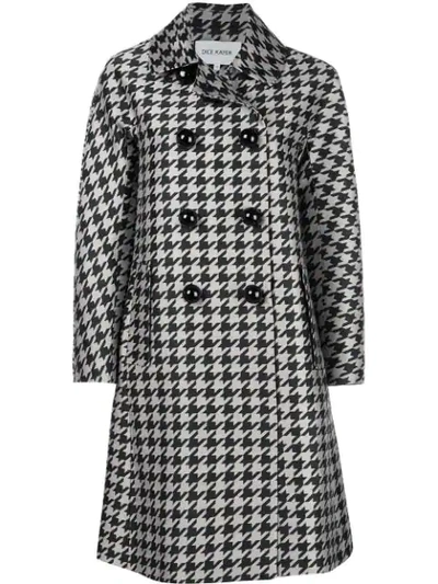 Dice Kayek Double Breasted Houndstooth Coat In Black