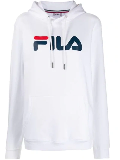 Fila Logo Hooded Sweatshirt In White