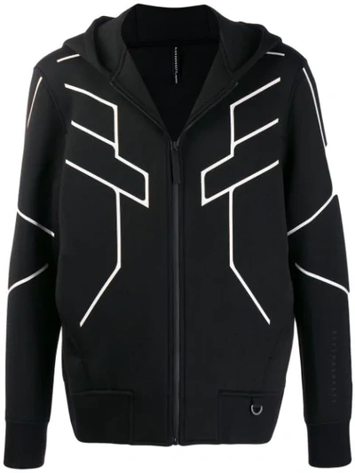 Blackbarrett Geometric Print Hooded Jacket In Black