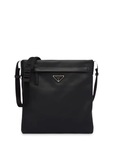 Prada Logo Plaque Square Messenger Bag In Black
