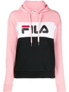 Fila Logo Cotton Blend Sweatshirt Hoodie In Pink