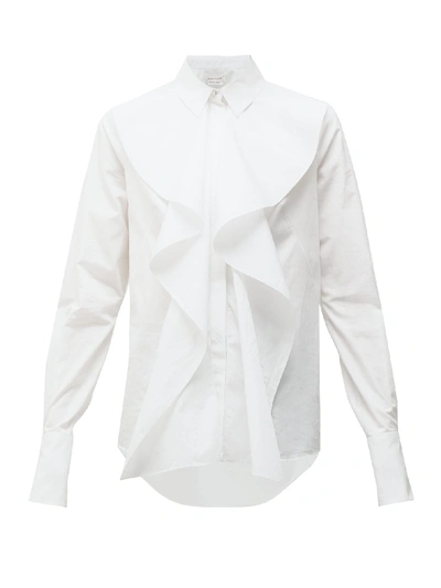 Alexander Mcqueen Ruffled Cotton-poplin Shirt In White
