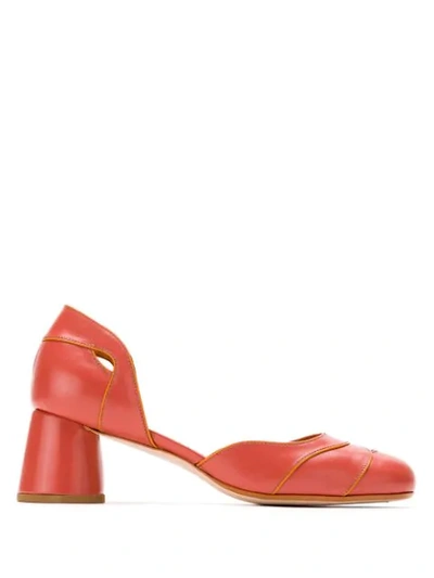 Sarah Chofakian Cut Out Leather Pumps In Pink
