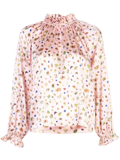 Cynthia Rowley Penny Ruffle Sleeve Blouse In Pink