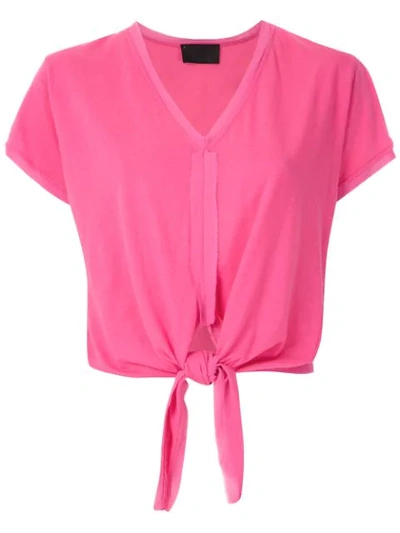 Andrea Bogosian Front Tie T-shirt In Pink