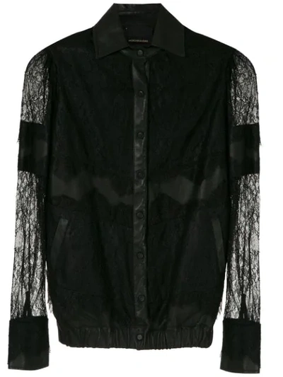 Andrea Bogosian Lace Panelled Palise Leather Shirt In Black