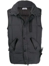 Stone Island Hooded Gilet Jacket In Grey