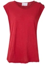Andrea Bogosian Side Buttons Ribbed Tank In Red
