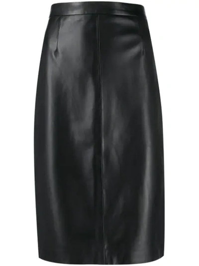 Red Valentino High-waisted Leather Skirt In Black