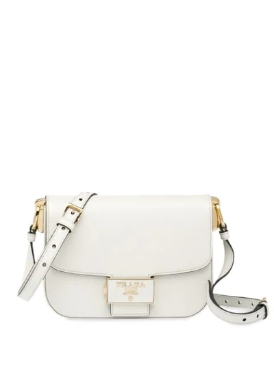 Prada Emblème Saffiano Leather Shoulder Bag In White