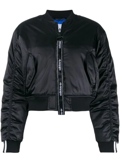 Adidas Originals Cropped Bomber Jacket In Black