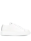 Prada White Cassetta Logo Platform Sneakers