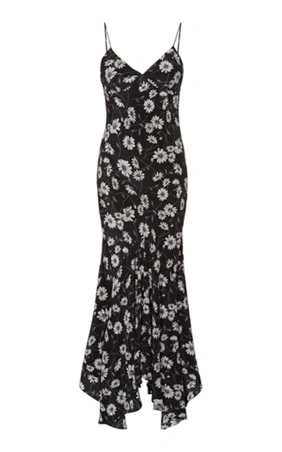 Michael Kors Women's Handkerchief Hem Floral Slip Dress In Grey