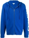 Kenzo Logo Printed Hoodie In Blu