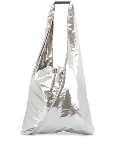 Mm6 Maison Margiela Japanese Bucket Bag In Silver