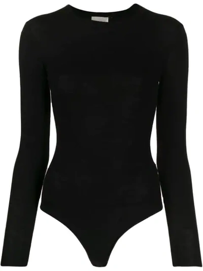 Forte Forte Crew-neck Knit Bodysuit In Black