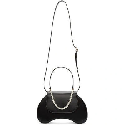 Simone Rocha Bean Faux Pearl-embellished Top-handle Bag In Black/ Pear