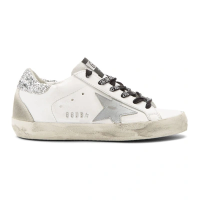 Golden Goose Superstar Snake-print And Glitter Sneakers In White