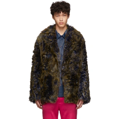 Sies Marjan Emery Tigardo Double-breasted Shearling Pea Coat In Blue