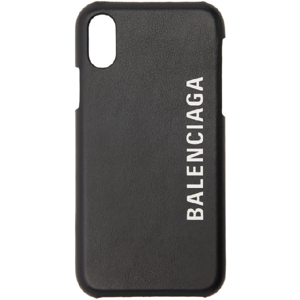 Balenciaga Black Leather Logo Iphone X/Xs Case In 1000 Blk ModeSens