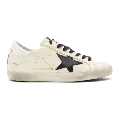 Golden Goose Ssense Exclusive White Super Sstar Sneakers In Bluewhite