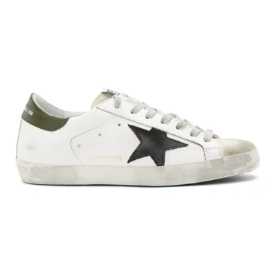 Golden Goose Ssense Exclusive White & Green Super Sstar Sneakers In White-black