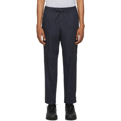 Kenzo Navy Tapered Wool Trousers In 77 Midnight
