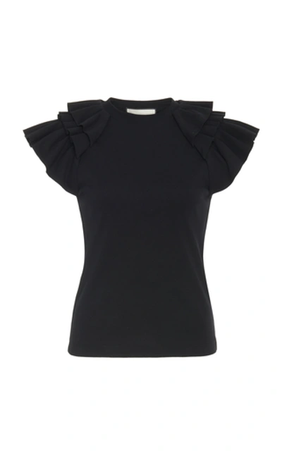Alexis Cassis Ruffled Jersey Top In Black