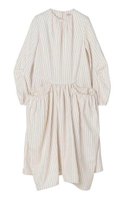By Malene Birger Ethulia Ticking Linen Stripe Dress In White