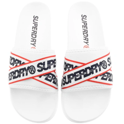 Superdry City Beach Logo Sliders White