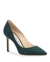 Jimmy Choo Women's Romy 85 Pointed-toe Pumps In Dark Green Suede