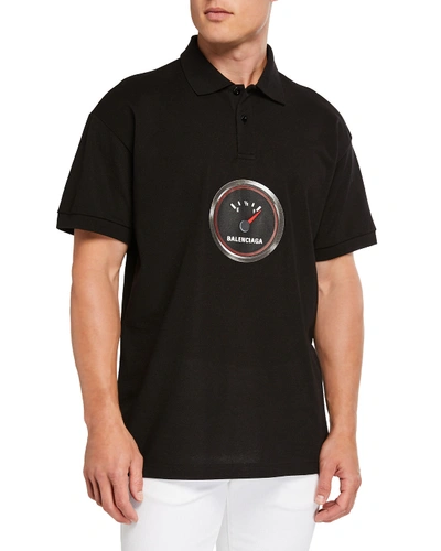 Balenciaga Men's Speed Graphic Polo Shirt In Black