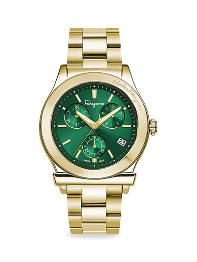 Ferragamo Goldtone Stainless Steel Chronograph Watch