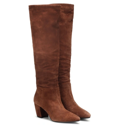 Prada Suede Knee-high Boots In Brown