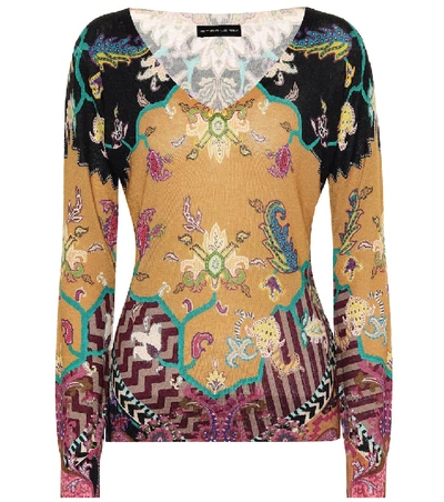 Etro Printed Silk And Cashmere Top In Multicoloured