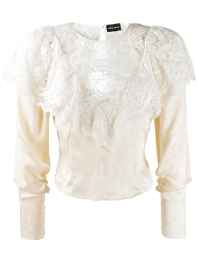 Magda Butrym Alkmaar Lace-trimmed Silk Blouse In Neutrals