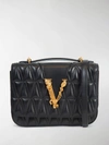 Versace Virtus Quilted Shoulder Bag In Black