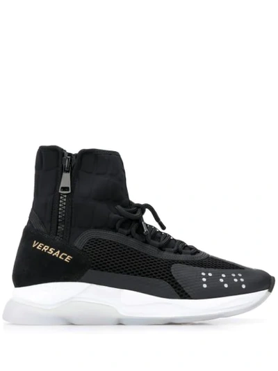 Versace 'chain Reaction' High-top-sneakers In Black