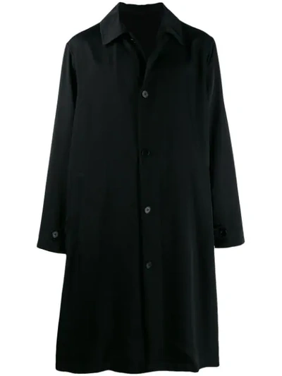 Jil Sander Logo Print Oversized Coat In Black