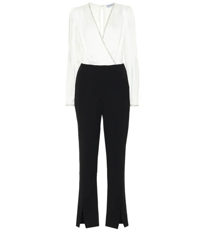 Self-portrait Monochrome Crepe Jumpsuit In White,black