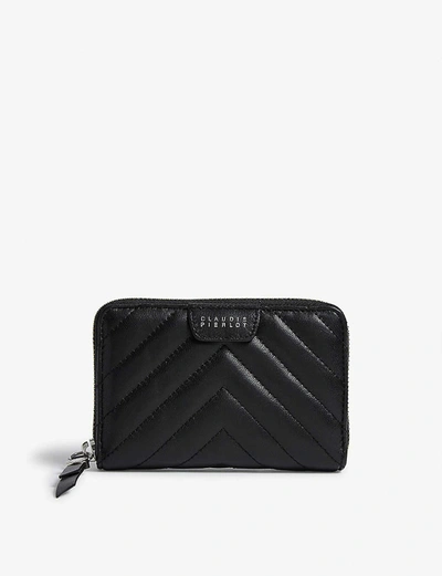 Claudie Pierlot Answer Quilted Suede Leather Purse In Black