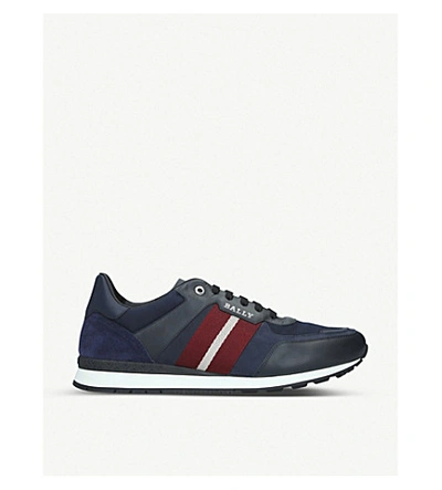 Bally Aseo Leather And Mesh Low-top Trainers In Blue/drk.c