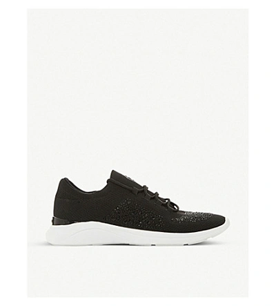 Dune Easy Embellished Knitted Trainers In Black-fabric