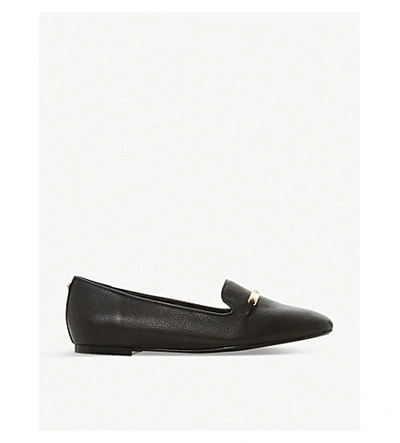 Dune Graced Round-toe Leather Loafers In Black-leather