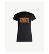 Armani Exchange Sequinned Slim-fit Cotton-jersey T-shirt In Black Gold