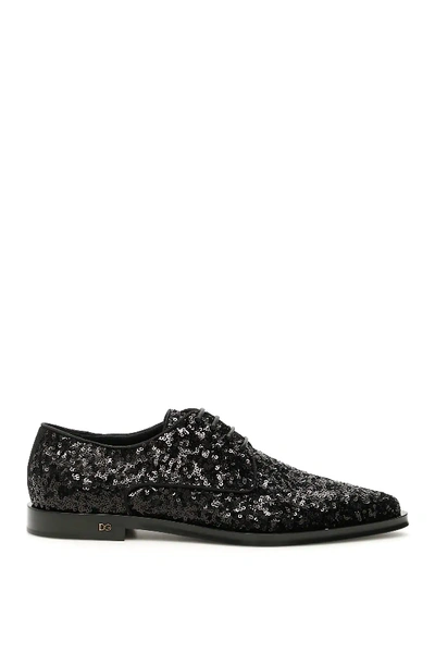 Dolce & Gabbana Sequins Lace-ups In Black
