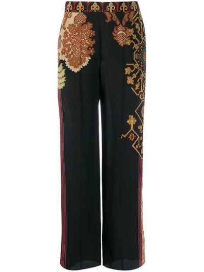 Etro Printed Silk Crepe De Chine Wide-leg Pants In Black