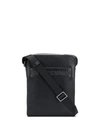 Emporio Armani Logo Embossed Messenger Bag In Black