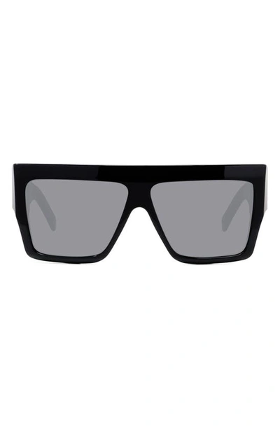 Celine Unisex Polarized Flat Top Square Sunglasses, 57mm In Black